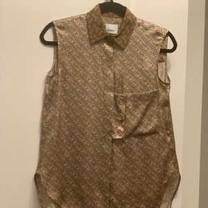 BURBERRY BRAND NEWTAGS SLEEVELESS LOGO BLOUSE